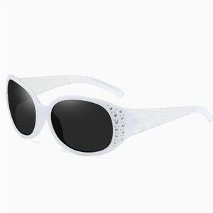 White Rhinestone Accent Women's Sunglasses